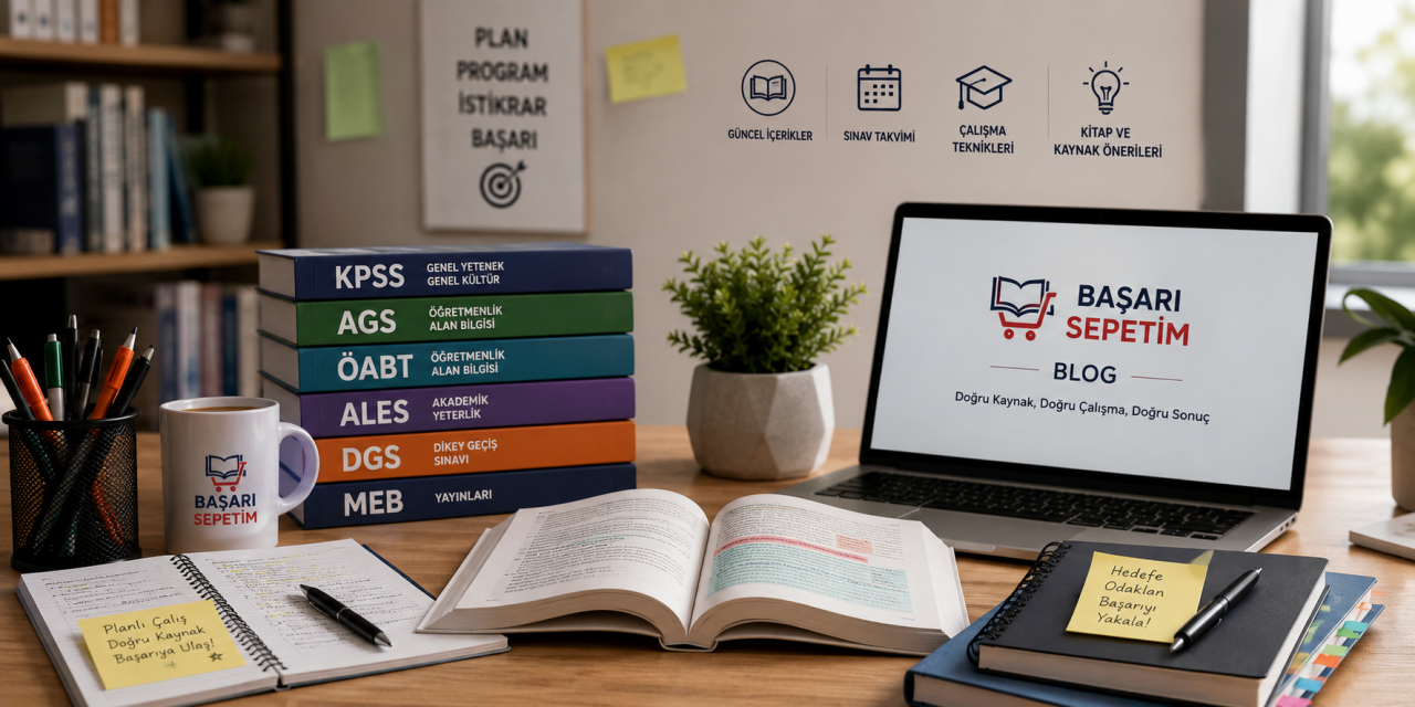 

Başarı Sepetim Blog'da KPSS, MEB, AGS, ÖABT, ALES, DGS ve diğer sınavlara hazırlanan adaylar için faydalı ve güncel içerikler bulabilirsiniz.

**Sınav tarihleri, çalışma programları, kitap ve kaynak önerileri, sınav hazırlık stratejileri, ders çalışma teknikleri ve sınavlara dair önemli gelişmeleri** sizler için bir araya getiriyoruz.

Hedefinize daha planlı ve bilinçli hazırlanmanız için hazırladığımız içerikleri takip edin.

**Doğru bilgi, doğru kaynak ve doğru çalışma planı ile hedefinize bir adım daha yaklaşın.**
