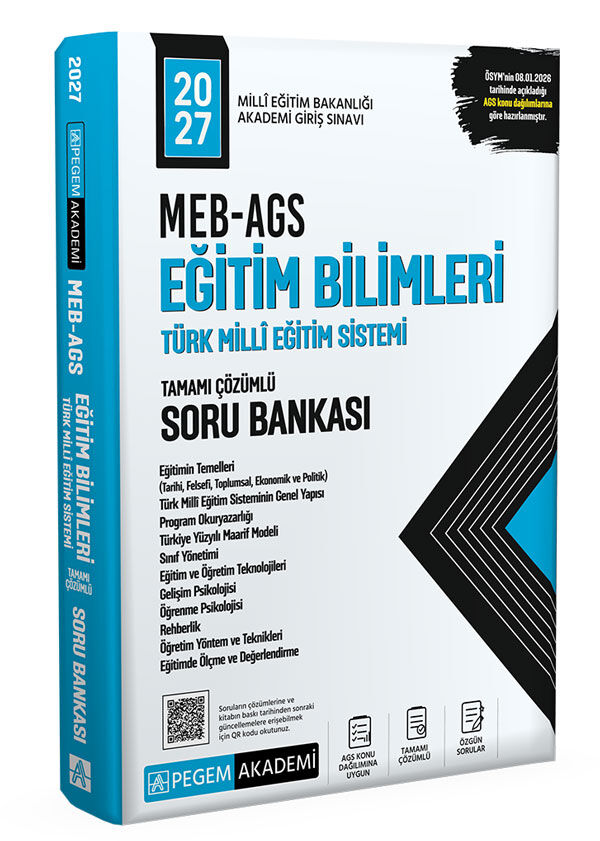 Pegem Akademi Yayıncılık 2027 MEB-AGS Eğitim Bilimleri ve Türk Millî Eğitim Sistemi Soru Bankası